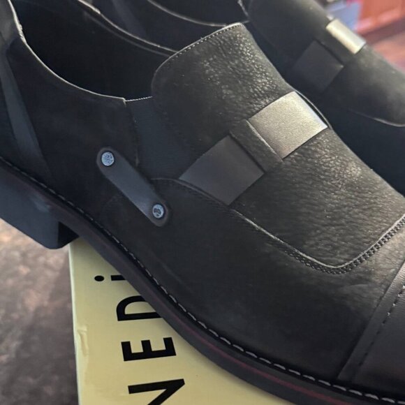 NWB! NEDIM SHOES Men Suede Leather Black Dress Shoes - Size 10.5 - Picture 5 of 8